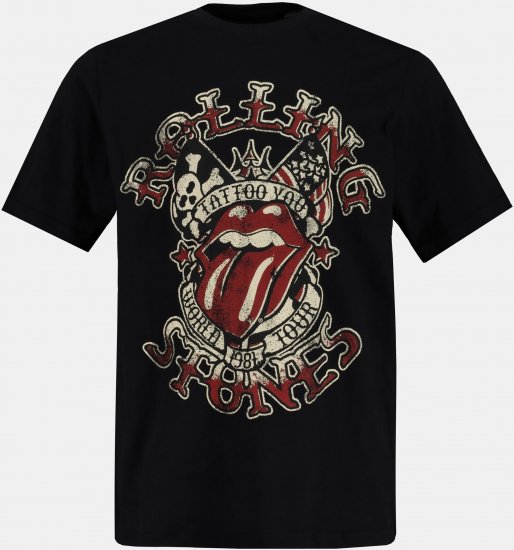 JP1880 Rolling Stones Graphic Comfort Fit Band T-Shirt Black - Marškinėliai - Marškinėliai - 2XL-14XL