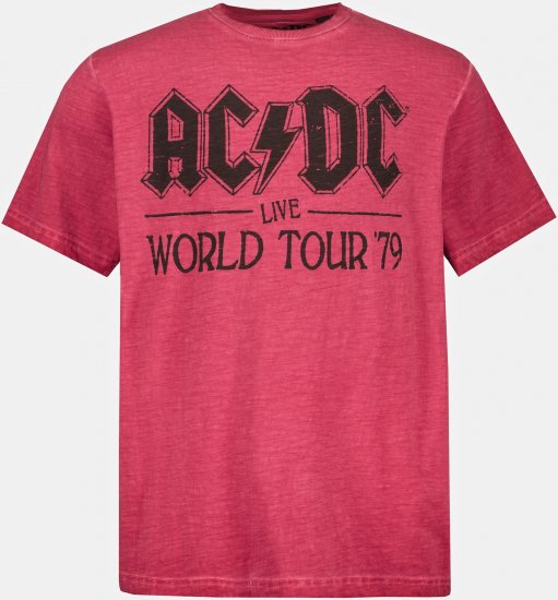 JP1880 AC/DC World Tour Graphic Comfort Fit Band T-Shirt Dark Red - Marškinėliai - Marškinėliai - 2XL-14XL