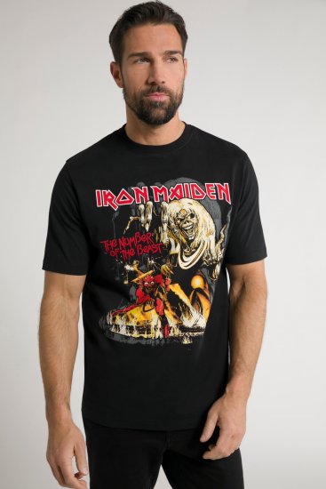 JP1880 Iron Maiden - Number of the Beast Graphic Comfort Fit Band T-Shirt Black - Marškinėliai - Marškinėliai - 2XL-14XL