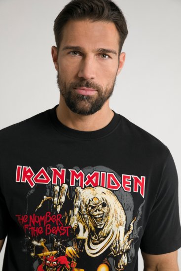 JP1880 Iron Maiden - Number of the Beast Graphic Comfort Fit Band T-Shirt Black - Marškinėliai - Marškinėliai - 2XL-14XL