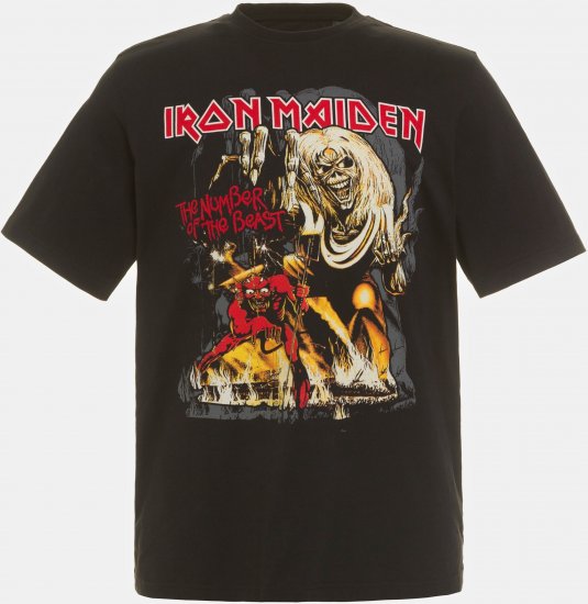 JP1880 Iron Maiden - Number of the Beast Graphic Comfort Fit Band T-Shirt Black - Marškinėliai - Marškinėliai - 2XL-14XL