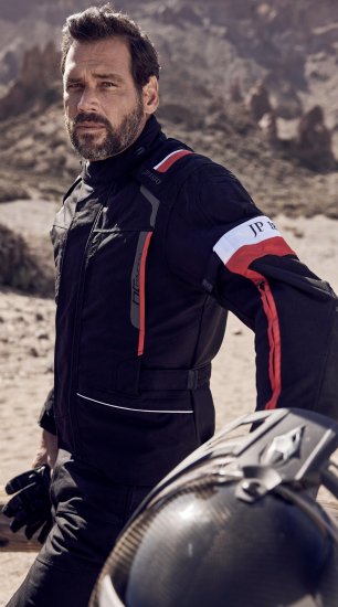 JP1880 Sporty Touring Motorcycle Jacket Black & Red - Motocikliniai drabužiai plius dydžiais - Didelių dydžių motociklininko apranga vyrams