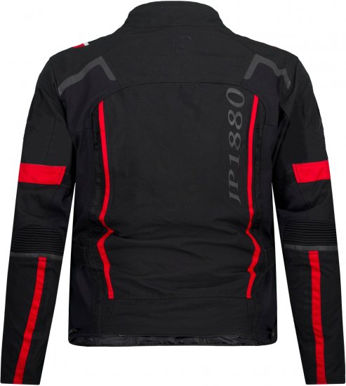 JP1880 Sporty Touring Motorcycle Jacket Black & Red - Motocikliniai drabužiai plius dydžiais - Didelių dydžių motociklininko apranga vyrams