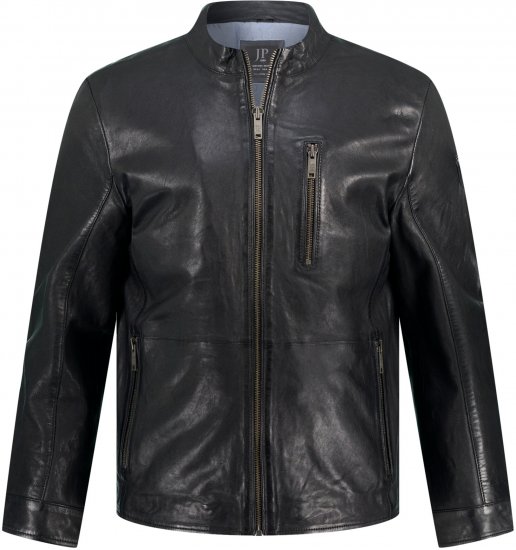 JP1880 Biker Style Leather Jacket Black - Didelės vyriškos striukės - Didelės vyriškos striukės