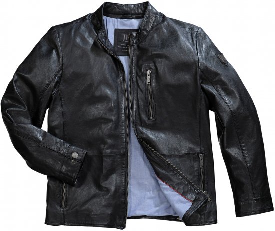 JP1880 Biker Style Leather Jacket Black - Didelės vyriškos striukės - Didelės vyriškos striukės