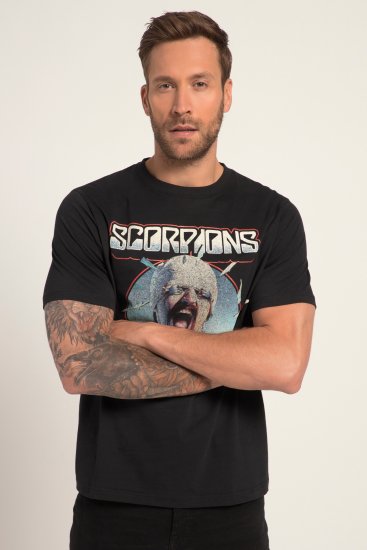 JP1880 Scorpions Blackout Graphic Comfort Fit Band T-Shirt Black - Marškinėliai - Marškinėliai - 2XL-14XL