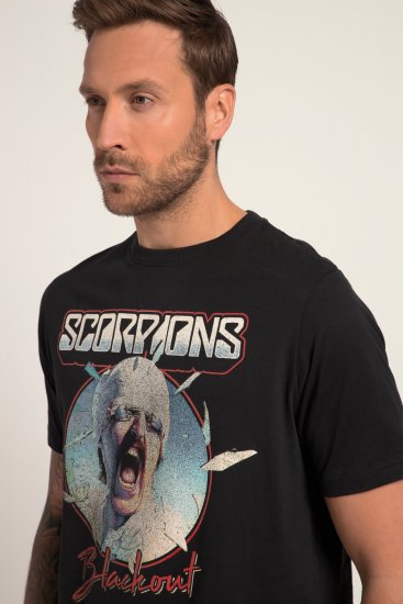 JP1880 Scorpions Blackout Graphic Comfort Fit Band T-Shirt Black - Marškinėliai - Marškinėliai - 2XL-14XL