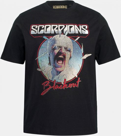 JP1880 Scorpions Blackout Graphic Comfort Fit Band T-Shirt Black - Marškinėliai - Marškinėliai - 2XL-14XL