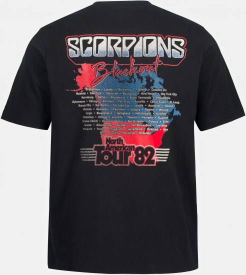 JP1880 Scorpions Blackout Graphic Comfort Fit Band T-Shirt Black - Marškinėliai - Marškinėliai - 2XL-14XL