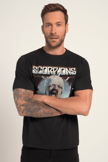 JP1880 Scorpions Blackout Graphic Comfort Fit Band T-Shirt Black - Marškinėliai - Marškinėliai - 2XL-14XL