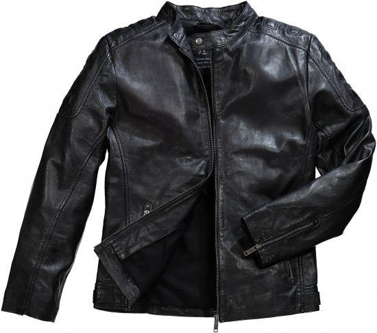 JP1880 Classic Biker Style Leather Jacket Black - Didelės vyriškos striukės - Didelės vyriškos striukės