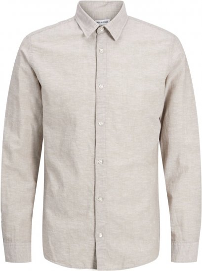 Jack & Jones Breeze Linen Blend Long Sleeve Shirt Crockery - Marškiniai - Marškiniai - 2XL-8XL
