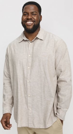 Jack & Jones Breeze Linen Blend Long Sleeve Shirt Crockery - Marškiniai - Marškiniai - 2XL-8XL