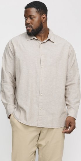 Jack & Jones Breeze Linen Blend Long Sleeve Shirt Crockery - Marškiniai - Marškiniai - 2XL-8XL