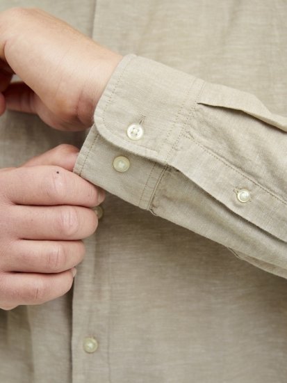 Jack & Jones Breeze Poplin Long Sleeve Shirt Beige - Marškiniai - Marškiniai - 2XL-8XL