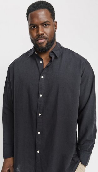 Jack & Jones Breeze Linen Blend Long Sleeve Shirt Black - Marškiniai - Marškiniai - 2XL-8XL
