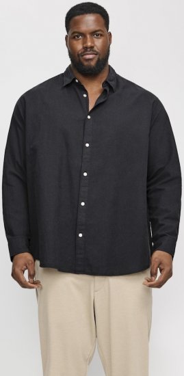Jack & Jones Breeze Linen Blend Long Sleeve Shirt Black - Marškiniai - Marškiniai - 2XL-8XL