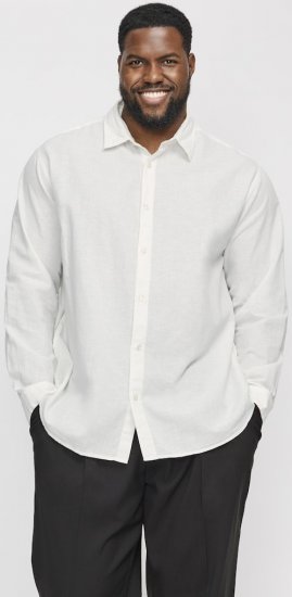 Jack & Jones Breeze Linen Blend Long Sleeve Shirt White - Marškiniai - Marškiniai - 2XL-8XL