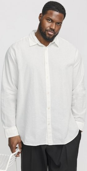 Jack & Jones Breeze Linen Blend Long Sleeve Shirt White - Marškiniai - Marškiniai - 2XL-8XL