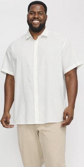Jack & Jones Breeze Linen Blend Short Sleeve Shirt White - Marškiniai - Marškiniai - 2XL-8XL