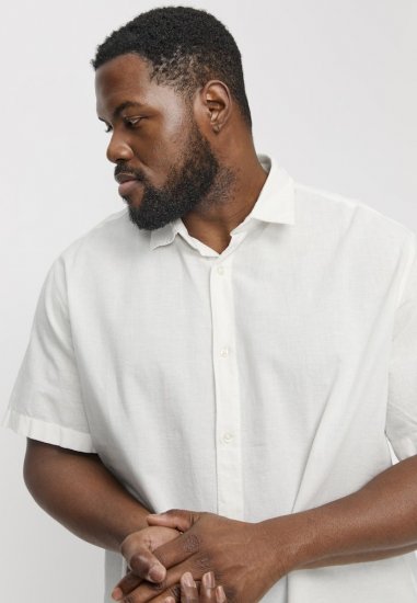 Jack & Jones Breeze Linen Blend Short Sleeve Shirt White - Marškiniai - Marškiniai - 2XL-8XL