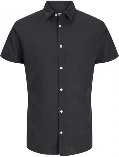 Jack & Jones Breeze Linen Blend Short Sleeve Shirt Black - Marškiniai - Marškiniai - 2XL-8XL