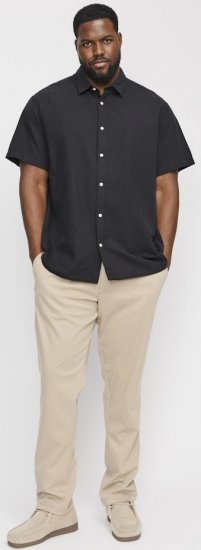 Jack & Jones Breeze Linen Blend Short Sleeve Shirt Black - Marškiniai - Marškiniai - 2XL-8XL