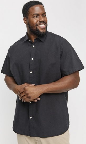Jack & Jones Breeze Linen Blend Short Sleeve Shirt Black - Marškiniai - Marškiniai - 2XL-8XL