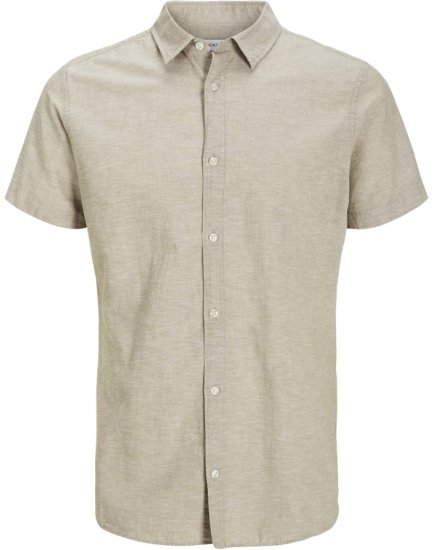 Jack & Jones Breeze Linen Blend Short Sleeve Shirt Beige - Marškiniai - Marškiniai - 2XL-8XL