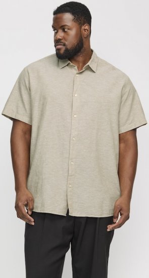 Jack & Jones Breeze Linen Blend Short Sleeve Shirt Beige - Marškiniai - Marškiniai - 2XL-8XL