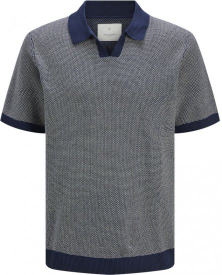 Jack & Jones Ceaston Knit Short Sleeve Sweater Grey/Blue - Megztiniai ir džemperiai - Megztiniai ir Džemperiai - 2XL-14XL