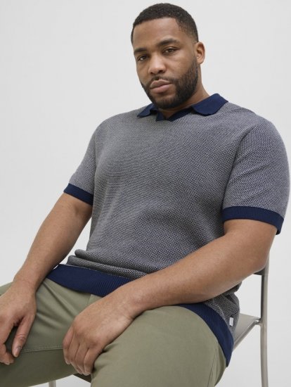 Jack & Jones Ceaston Knit Short Sleeve Sweater Grey/Blue - Megztiniai ir džemperiai - Megztiniai ir Džemperiai - 2XL-14XL