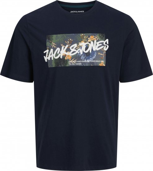 Jack & Jones Hawaii Shape Crew Neck T-Shirt Navy - Marškinėliai - Marškinėliai - 2XL-14XL