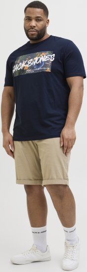 Jack & Jones Hawaii Shape Crew Neck T-Shirt Navy - Marškinėliai - Marškinėliai - 2XL-14XL