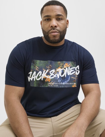 Jack & Jones Hawaii Shape Crew Neck T-Shirt Navy - Marškinėliai - Marškinėliai - 2XL-14XL