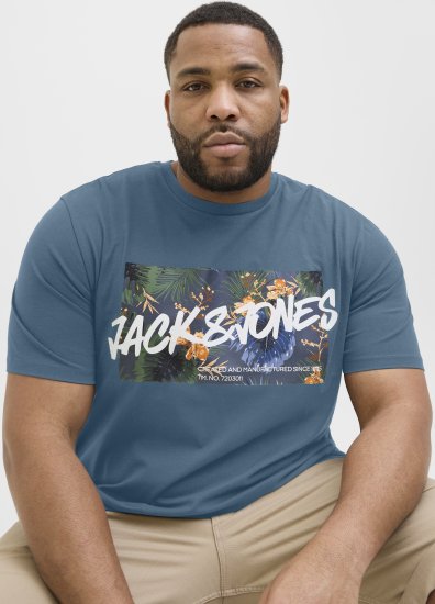 Jack & Jones Hawaii Shape Crew Neck T-Shirt Blue - Marškinėliai - Marškinėliai - 2XL-14XL