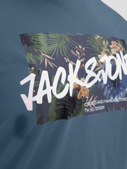 Jack & Jones Hawaii Shape Crew Neck T-Shirt Blue - Marškinėliai - Marškinėliai - 2XL-14XL