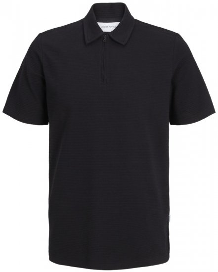 Jack & Jones Benja Short Sleeve Zip Polo Black - Polo marškinėliai - Polo marškinėliai - 2XL-8XL