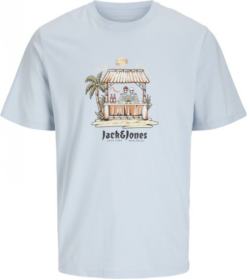 Jack & Jones Skull Coast Crew Neck T-Shirt Light Blue - Marškinėliai - Marškinėliai - 2XL-14XL