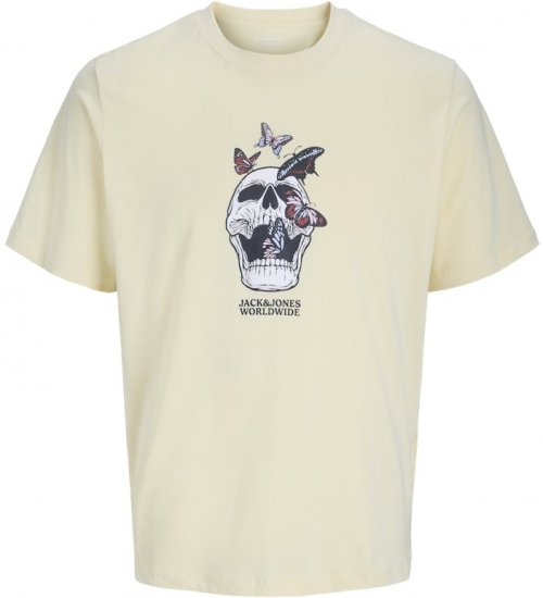 Jack & Jones Skull Coast Crew Neck T-Shirt Light Yellow - Marškinėliai - Marškinėliai - 2XL-14XL