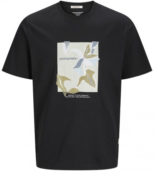 Jack & Jones Almeria Front Print Crew Neck T-Shirt Black - Marškinėliai - Marškinėliai - 2XL-14XL