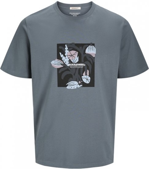 Jack & Jones Almeria Front Print Crew Neck T-Shirt Grey - Marškinėliai - Marškinėliai - 2XL-14XL