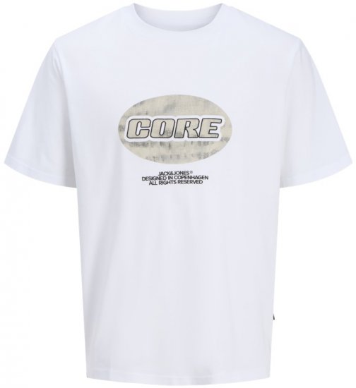Jack & Jones Lido Core Front Print T-Shirt Bright White - Marškinėliai - Marškinėliai - 2XL-14XL
