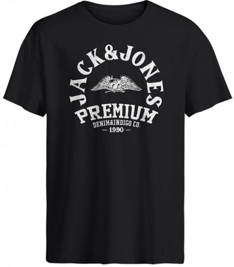 Jack & Jones Blurobar Crew Neck T-Shirt Black Beauty - Marškinėliai - Marškinėliai - 2XL-14XL