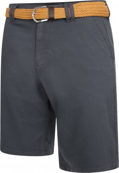 Kam Jeans 3402 Belted Dobby Weave Stretch Chino Shorts Charcoal - Šortai - Šortai - W40-W60