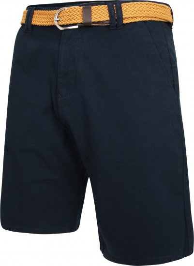 Kam Jeans 3402 Belted Dobby Weave Stretch Chino Shorts Navy - Šortai - Šortai - W40-W60