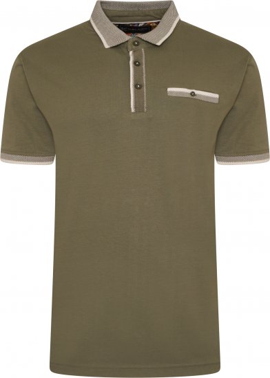 Kam Jeans Jersey Polo with Jacquard Collar/Cuffs Khaki - Polo marškinėliai - Polo marškinėliai - 2XL-8XL