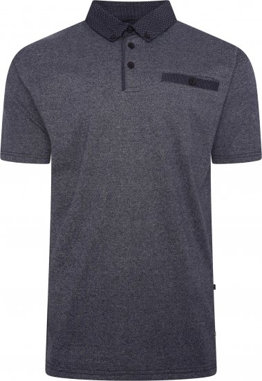 Kam Jeans 5501 Marl Polo with Contrast Dobby Woven Collar Indigo - Polo marškinėliai - Polo marškinėliai - 2XL-8XL