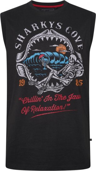 Kam Jeans 5762 Sharkeys Cove Vest Sleeveless T-Shirt Pirate Black - Marškinėliai - Marškinėliai - 2XL-14XL