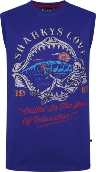 Kam Jeans 5762 Sharkeys Cove Vest Sleeveless T-Shirt Sea Surf Blue - Marškinėliai - Marškinėliai - 2XL-14XL